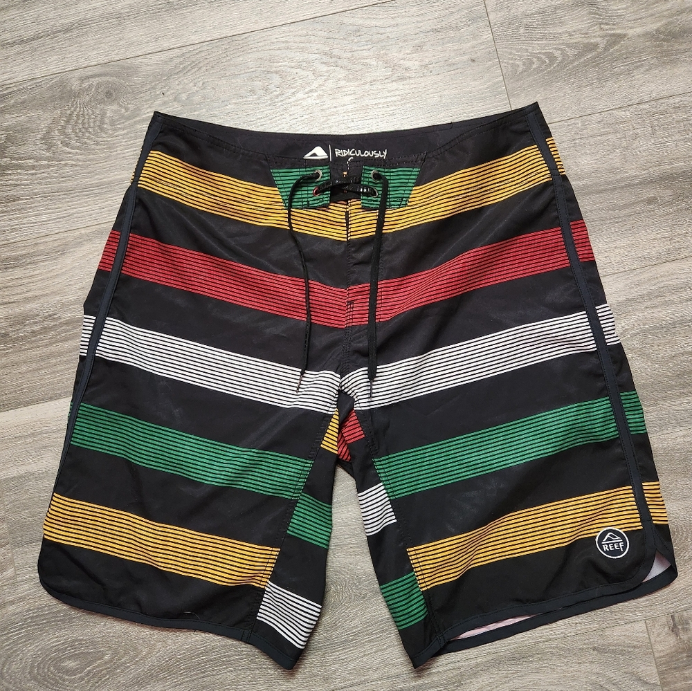 REEF Mens Swim Trunk Size 38 Colorful Drawstring Surf Beach Swim Shorts